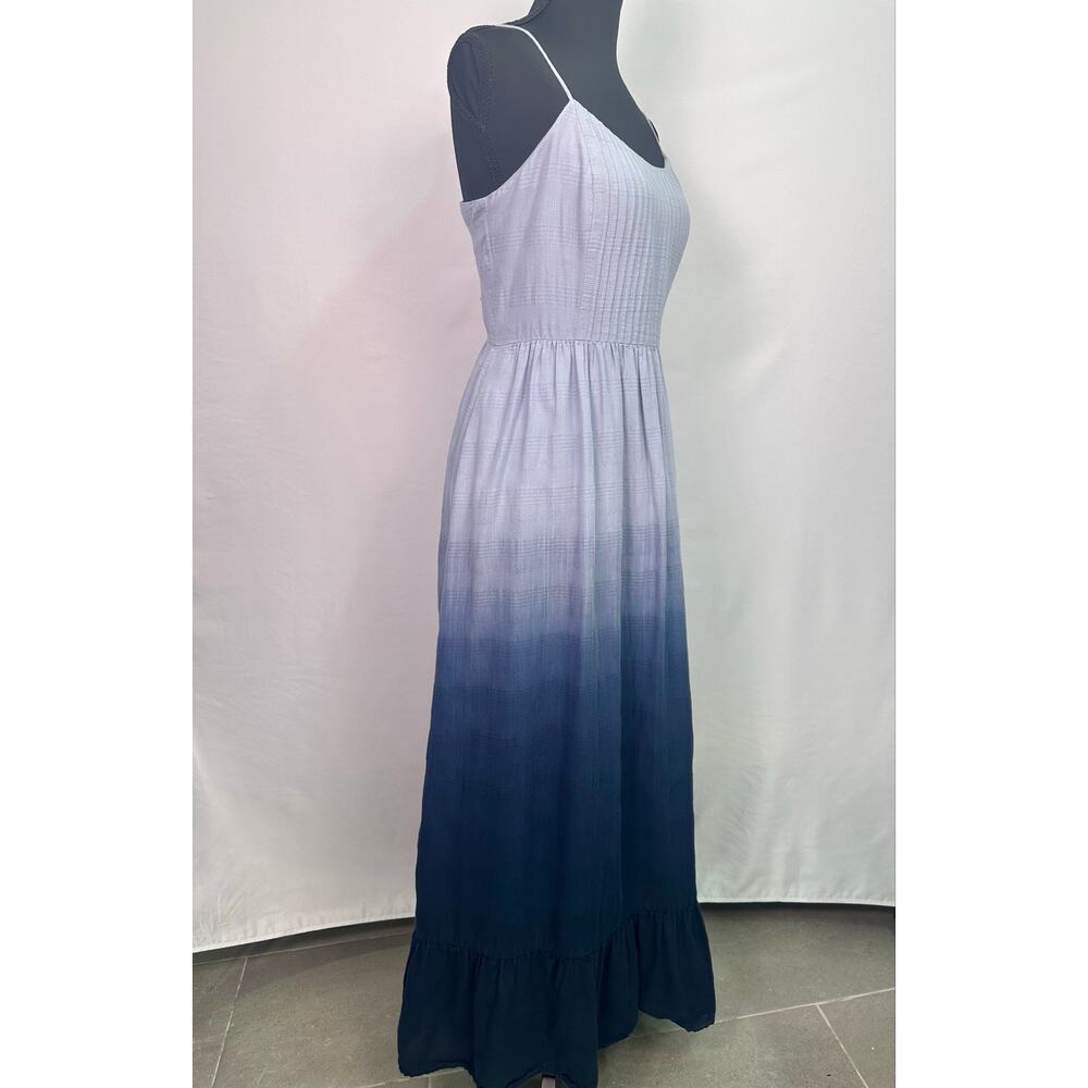 Madewell Blue Ombre Dip Dye Pintuck Cami Ruffle Maxi Dress Size 10 (Medium) - Picture 3 of 12